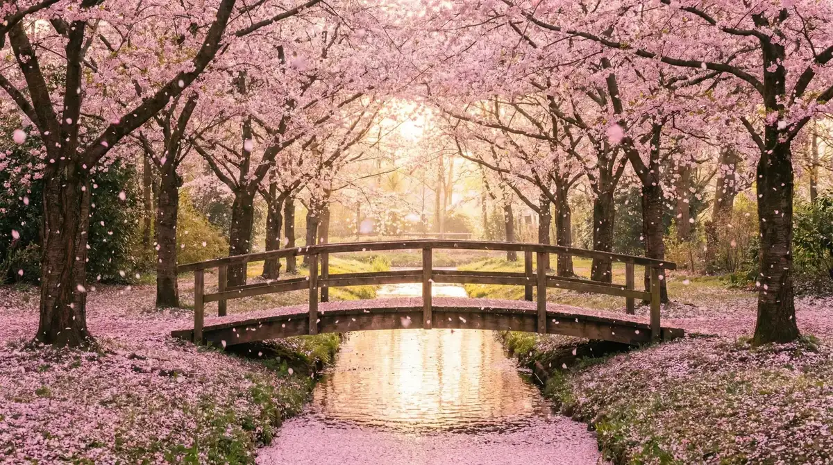 樱花桥畔 - 栗山さつき 唯美风景